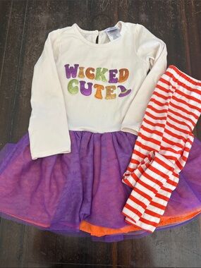 Counting Daisies Toddler Girls Halloween Cat Tutu & Legging Set 5/6